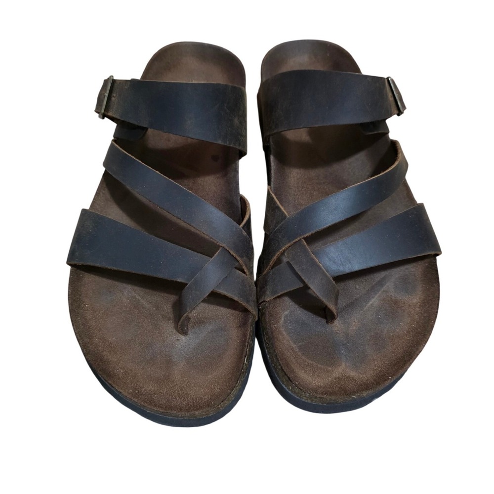 Bjorndal Eden Dark Brown Leather Strappy Toe Loop Sandals Womens 9M